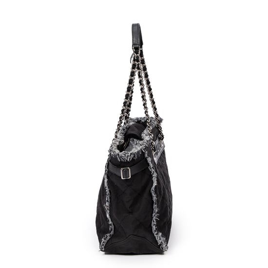 Horizontal Tweed Fringe Chain Tote Umhängetasche - Image 4