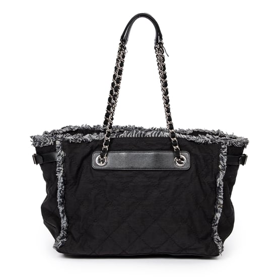 Horizontal Tweed Fringe Chain Tote Umhängetasche - Image 5