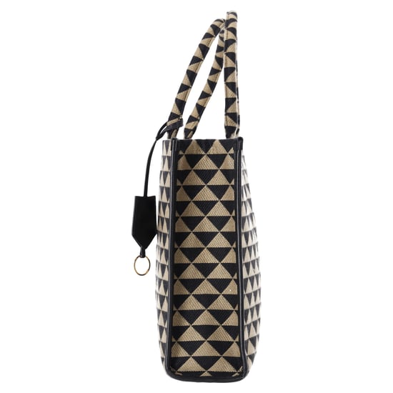 Prada Große Symbole Bestickte Tote Tasche in Schwarz und Beige Polyester - Image 2