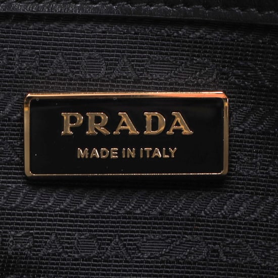 Prada Große Symbole Bestickte Tote Tasche in Schwarz und Beige Polyester - Image 6