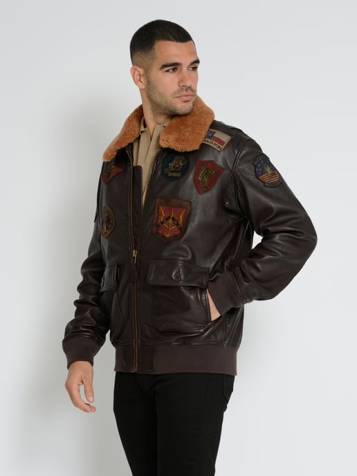 Top Gun Lederjacke TG2023004 mit Lammfellkragen - Image 3