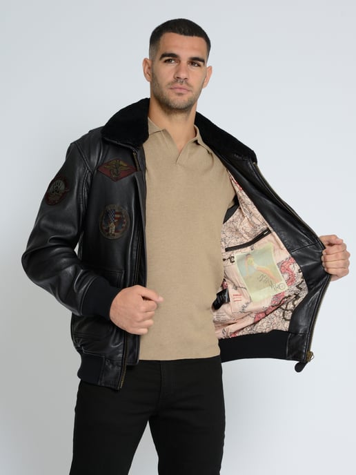 Top Gun Lederjacke TG2023004 mit Lammfellkragen - Image 5