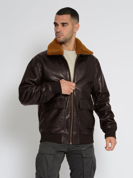Top Gun Lederjacke TG2023002 mit Lammfellkragen - Image 2