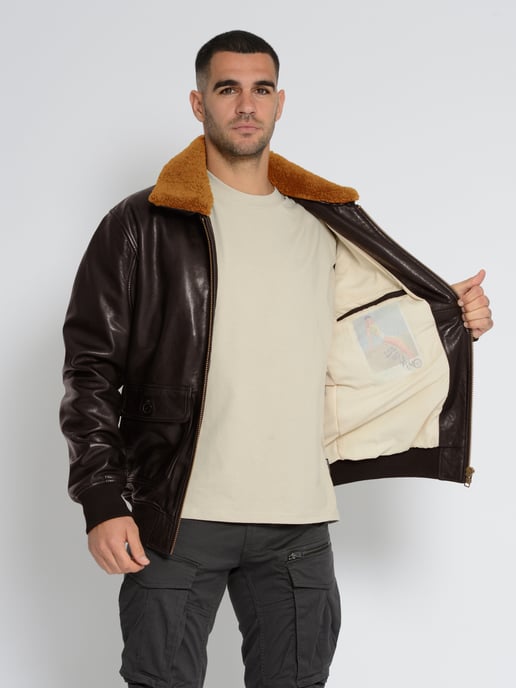 Top Gun Lederjacke TG2023002 mit Lammfellkragen - Image 5