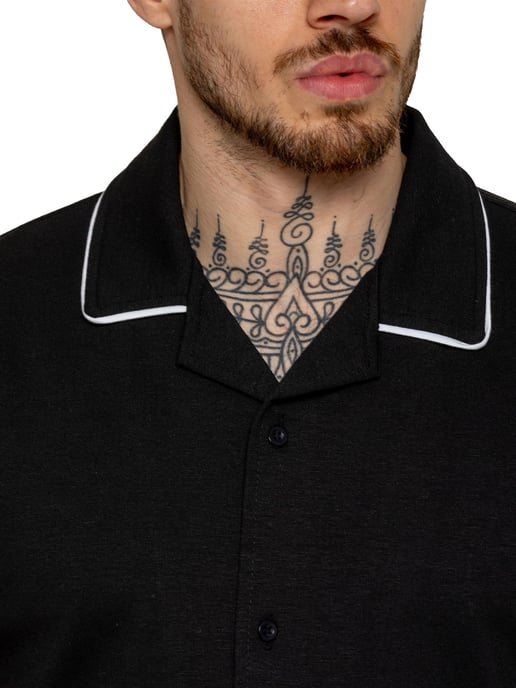 Enzo | Herren Kurzarm-Piping-Hemd - Image 3