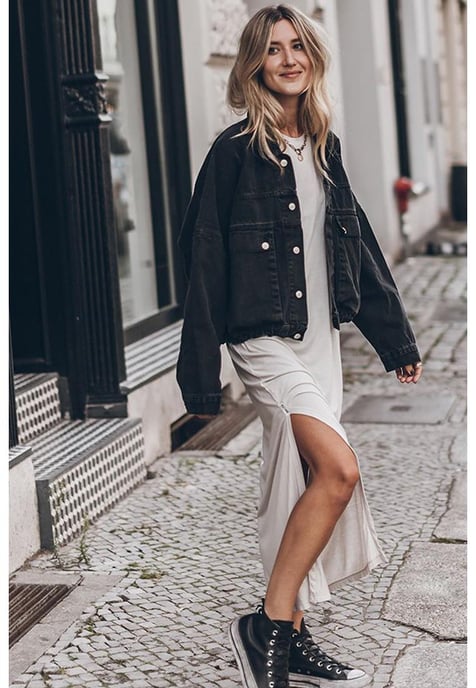Schwarze Metallknöpfe Klappen-Taschen Oversized Jeansjacke - Image 3