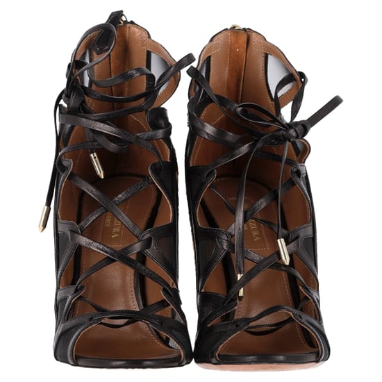 Aquazzura French Lover Leoparden-Print Sandalen aus braunem Ponyhaar - Image 2