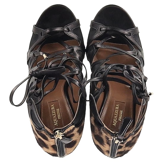 Aquazzura French Lover Leoparden-Print Sandalen aus braunem Ponyhaar - Image 3