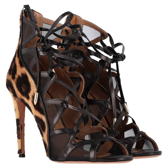 Aquazzura French Lover Leoparden-Print Sandalen aus braunem Ponyhaar - Image 4