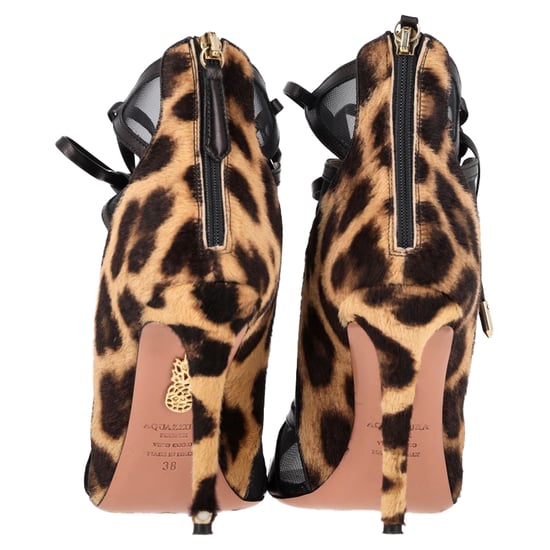 Aquazzura French Lover Leoparden-Print Sandalen aus braunem Ponyhaar - Image 5