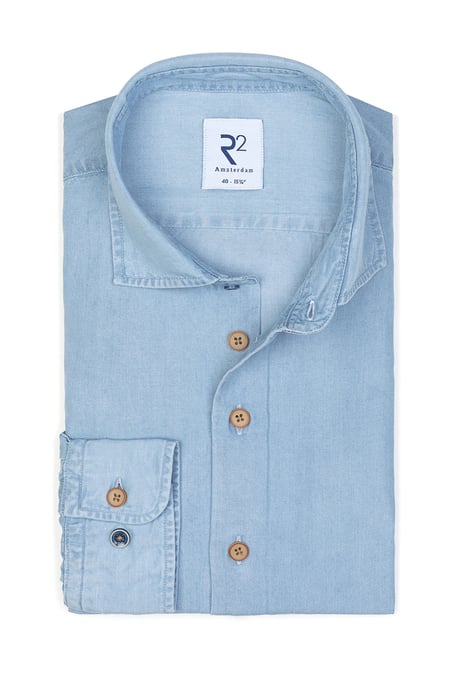 R2 Casual Soft Collar Shirt Light Denim - Image 1