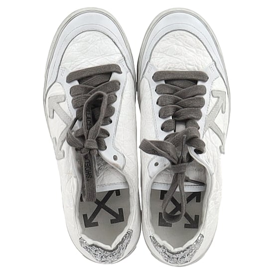 Off-White 2.0 Glitzerdetails Schnürung Low-Top Sneaker aus weißem Leder - Image 3