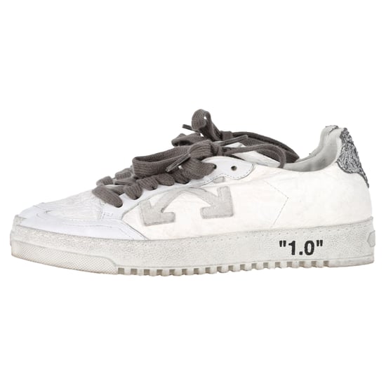 Off-White 2.0 Glitzerdetails Schnürung Low-Top Sneaker aus weißem Leder - Image 4