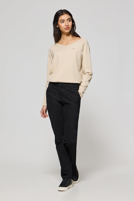 Chinohose May schwarz mit minimalistischer Polo Club Stickerei auf der Tasche - Image 1