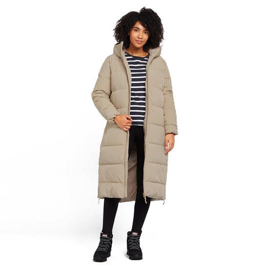 North Ridge Women's Roaming Jacket with Generous Cosy Hood & Zipped Hem Vents, Longline Winter Coat, Beige - Image 1