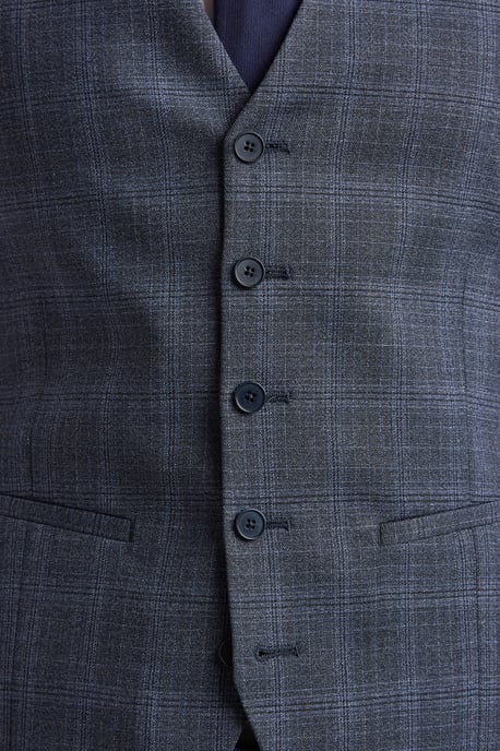 Men's Ted Baker Slim-Fit Checked Waistcoat in Blue - Image 3