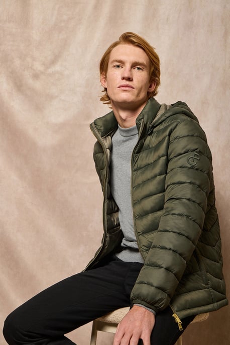 Ultraleichte Jacke Corey grün mit abnehmbarer Kapuze und PC Stickerei - Image 2