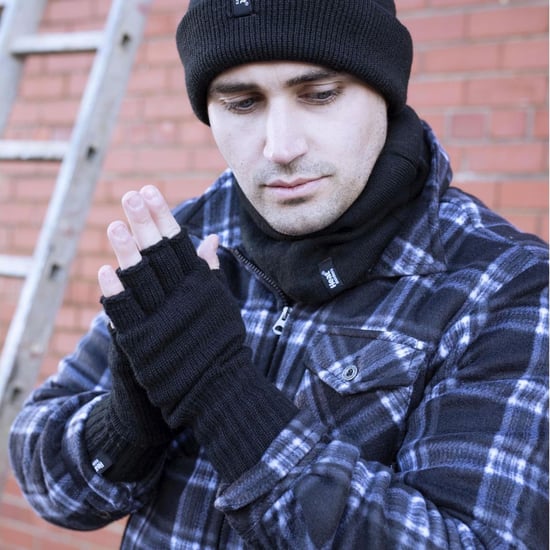 Herren Warme 3,2 TOG Fleecegefütterte Winterthermofäustlinge ohne Finger in Khaki & Marineblau - Image 5