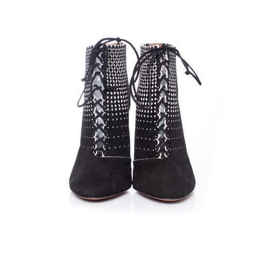 Schwarze Wildleder Schnürstiefel mit Lasercut-Details - Image 4
