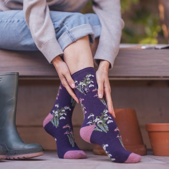 Damen Thermosocken | Dünne Floral Muster Fleece Socken - Image 3