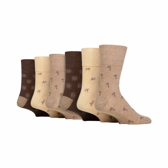 6er Pack Herren Baumwollsocken ohne Elastik mit quadratischem Muster für schlechte Durchblutung - Image 1