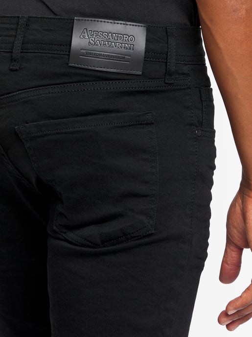 A. Salvarini Herren Jeans Slim Fit Stretch Denim 5-Pocket - Schwarz - Image 4