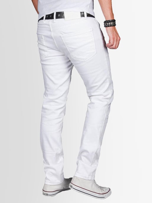 A. Salvarini Herren Jeans Slim Fit Stretch Denim 5-Pocket - Weiß - Image 4