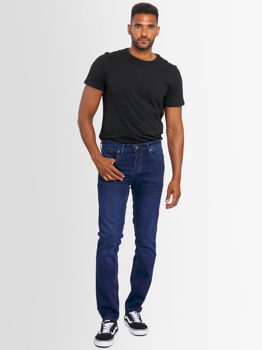A. Salvarini Herren Jeans Slim Fit Stretch Denim 5-Pocket - Dunkelblau - Image 1