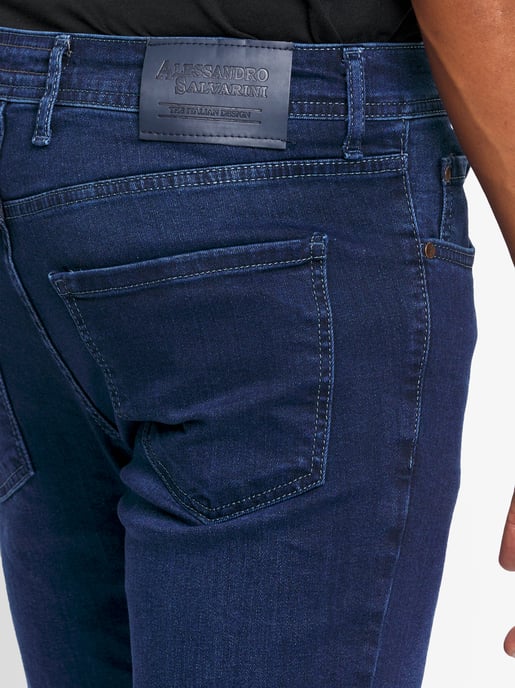 A. Salvarini Herren Jeans Slim Fit Stretch Denim 5-Pocket - Dunkelblau - Image 4