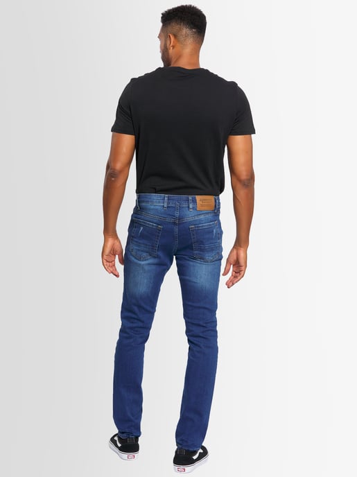 A. Salvarini Herren Jeans Slim Fit Stretch Denim 5-Pocket - Blau Used-Look - Image 2