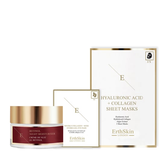 Retinol Nachtfeuchtigkeitscreme 50ml + Doppelt Kollagen + Rosen-Hydrogel-Augenpads 5 X 2 + Hyaluronsäure & Kollagen Maske - 3 Blätter - Image 1
