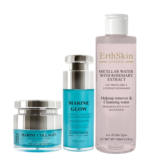 Mizellenwasser mit Rosmarin-Extrakt 150ml+ Marine Glow Vitamin C + Collagen-Konzentrat Serum 30ml+Marine Collagen Nachtcreme 50ml - Image 1