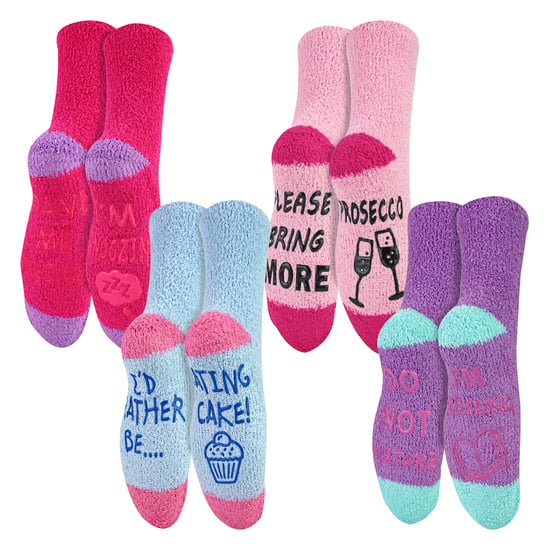 4er-Pack Damen Lustige Kuchen Socken | Weiche Flauschige Neuheit Rutschfeste Geschenk Socken - Image 1