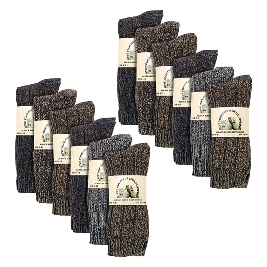 Herren 12er-Pack Gerippte Alpakastrümpfe für Stiefel - Image 2