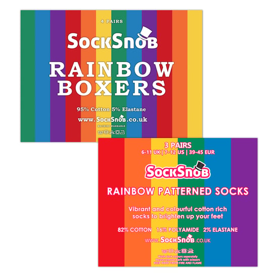 Herren Regenbogen Socken & Boxerset | 4er Pack Boxershorts & 3er Pack gestreifte Muster Socken - Image 2