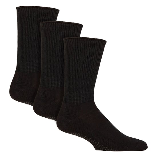 3 Paar Diabetikersocken mit Grippers | Extra breite rutschfeste Haussocken - Image 1