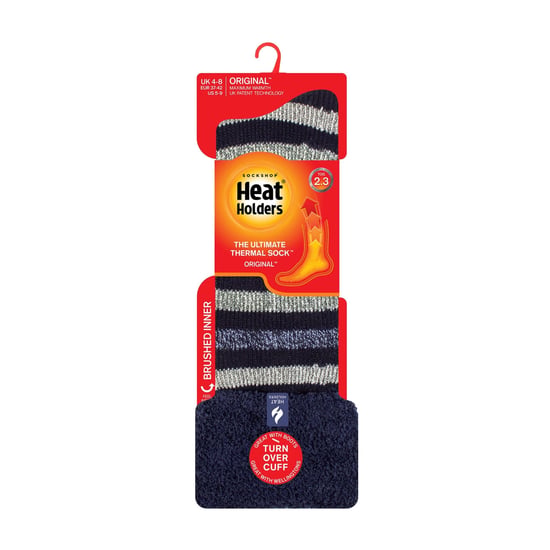 Damen Mehrfarbige Gestreifte Gemusterte Lange Gummistiefel Thermosocken - Image 2