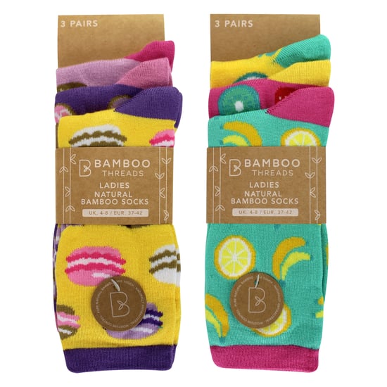 6er-Pack Damen Socken mit witzigem Lebensmittelmotiv | Lustige bunte Bambussocken - Image 2