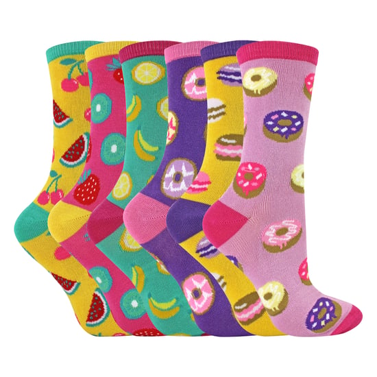 6er-Pack Damen Socken mit witzigem Lebensmittelmotiv | Lustige bunte Bambussocken - Image 3