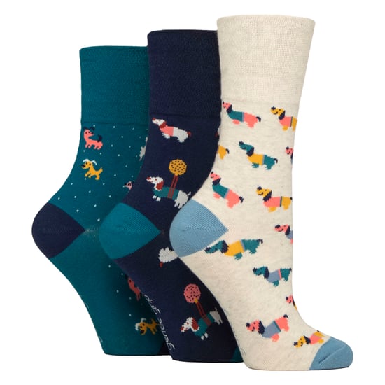 6 Paar Damen NON ELASTISCHE Baumwollreiche Socken mit Wildtiere Hunden Katzen-Muster - Image 3