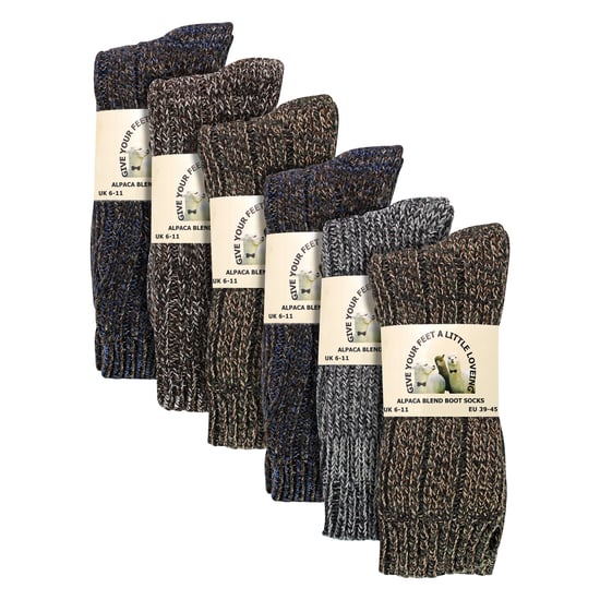Herren 6er Pack Rippstrick-Alpaka-Stützsocken - Image 2
