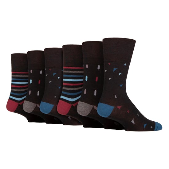 6er-Pack Herren Socken aus Baumwolle mit nicht-elastischem, quadratischem Muster für schlechtere Durchblutung - Image 1