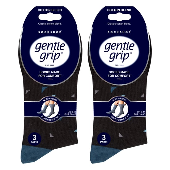 6er-Pack Herren Socken aus Baumwolle mit nicht-elastischem, quadratischem Muster für schlechtere Durchblutung - Image 2