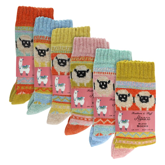 Damen 6er-Pack Alpakasocken mit Schafmuster - Image 2