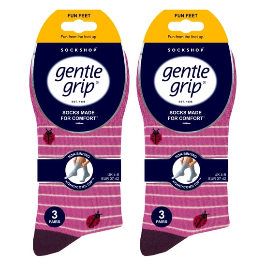 Gentle Grip 6 Paar Damen Socken, nicht elastisch, cotton rich mit Tiermotiven - Mehrfarbig - Image 2