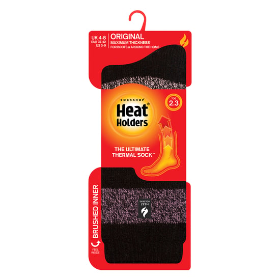 Heat Holders Thermosocken mit breitem Streifenmuster für Damen - Schwarz - Image 2