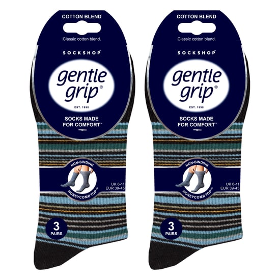6er-Pack Herren Nicht-Elastische Socken aus Baumwolle mit Quadratmuster für schlechte Durchblutung - Image 2
