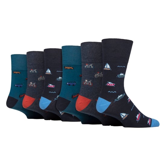 6 Paar Herren NON-ELASTISCHE Baumwollreiche Socken mit auffälligem Muster - Image 1