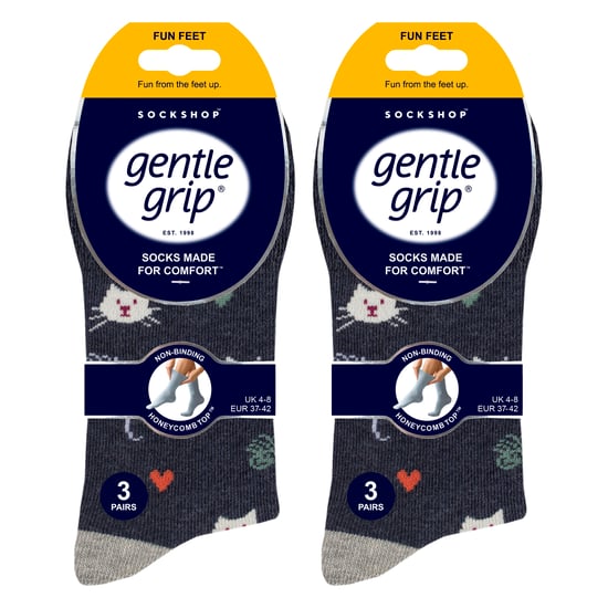 Gentle Grip 6 Paar Damen Socken, nicht elastisch, cotton rich mit Tiermotiven - Mehrfarbig - Image 2