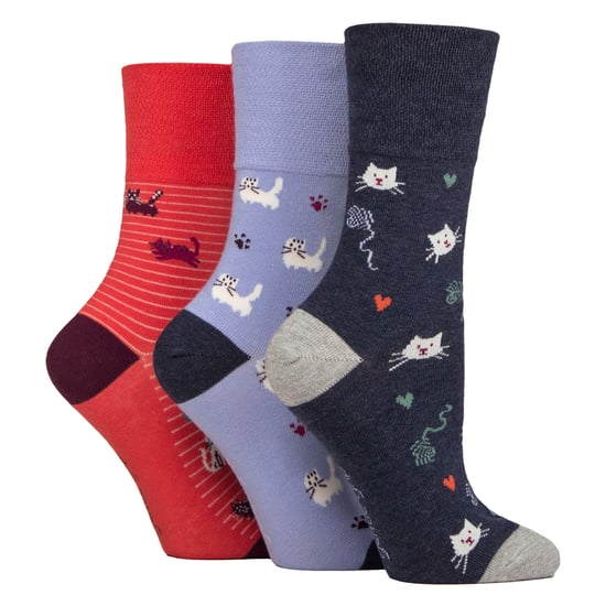 Gentle Grip 6 Paar Damen Socken, nicht elastisch, cotton rich mit Tiermotiven - Mehrfarbig - Image 3